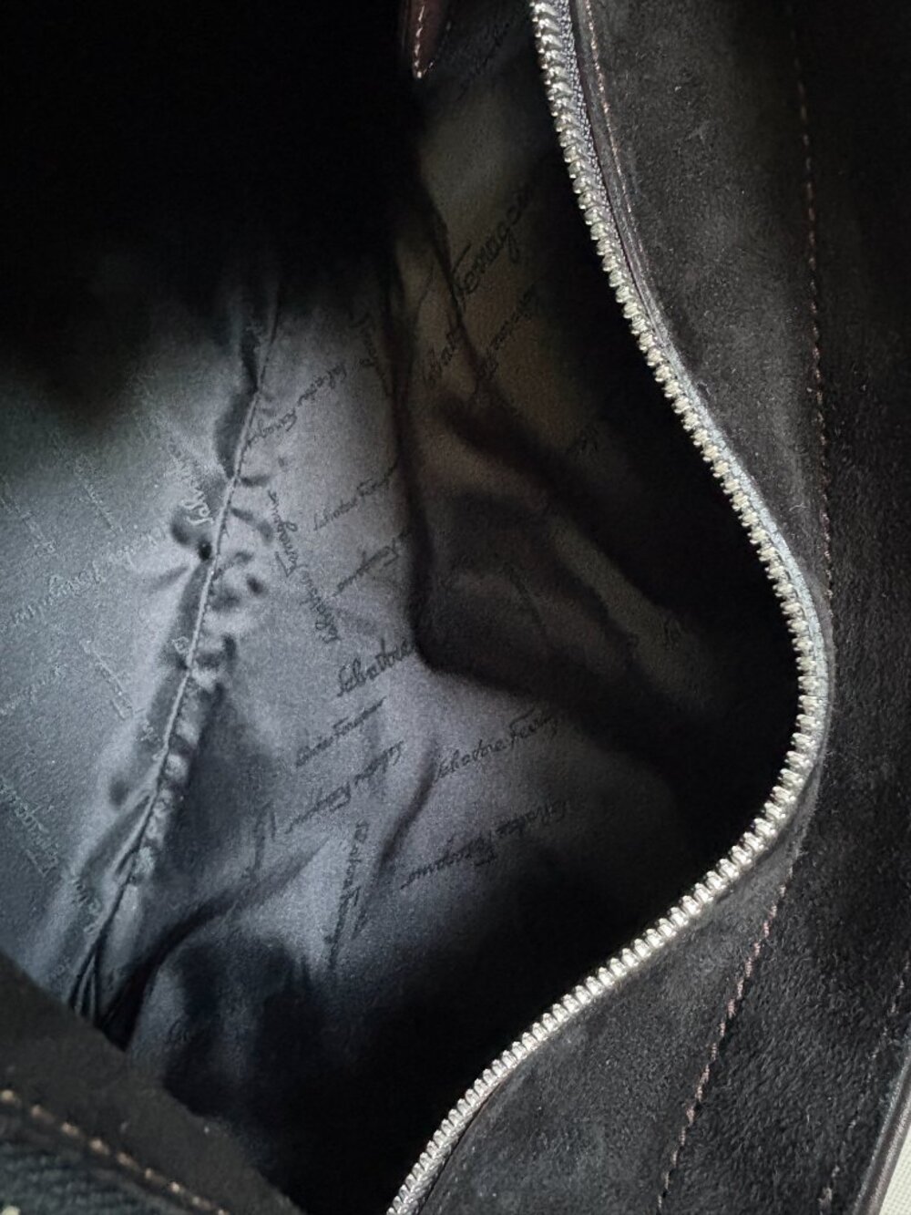 Ferragamo Vintage Suede Tote Dark Brown with Leather Trim - Picture 8 of 8